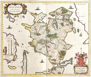 Kaart van het eiland Zeeland (Nederland)