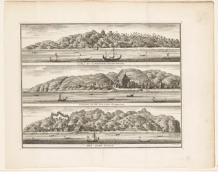 Verschillende versterkingen van de VOC op Ceram (Laäla by Compagnies Sagoe-bosch / Loehoe, en de Fortres Overburg / Het dorp Saway)
