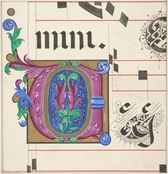 Verlichte initiaal uit hymneboek, 1830-62