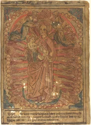 De Madonna en kind in een rozenkrans