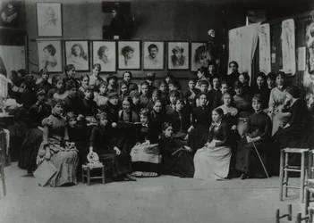 Academie Julian, Parijs, groep kunststudenten