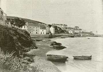 Belle-Ile, Morbihan, Port de Sauzon (zwart-wit foto)
