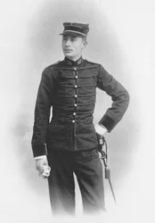 Ernest Duchesne als tweede klas majoor geneeskunde in het Tweede Regiment de Hussards van Senlis, 1897