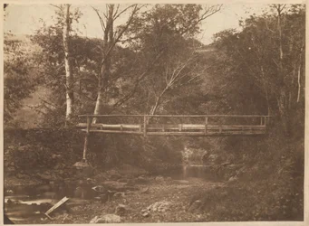 Landschap met bomen en brug,c. 1850 (foto)