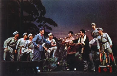 Ontmoeting van het Rode Leger en het Bataljon van Mt. Taichan, scène uit een oratorium ter verheerlijking van Mao en de Lange Mars opgevoerd in Frankrijk in 1971