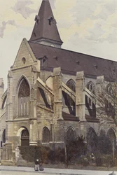 Parijs, kerk Saint-Medard, westportiek en zijaanzicht
