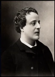 Portret van Adolphe Leon Willette, Franse schilder, illustrator, karikaturist en lithograaf