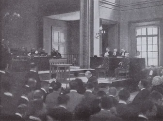 Herziening van de zaak van Alfred Dreyfus, Franse legerofficier ten onrechte veroordeeld voor verraad, Rennes, Frankrijk, 1899
