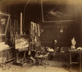 De schilder Toulot in zijn atelier