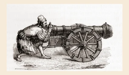 Een 16e-eeuws Duits achterlaadkanon, uit Les Merveilles de la Science, gepubliceerd ca. 1870