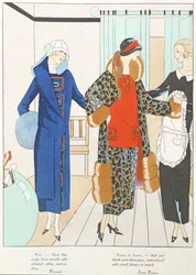 Enkele mooie nieuwigheden uit Art-Gout-Beaute, kostuums van Premet en Jean Patou, oktober 1923 (litho)