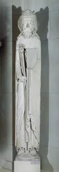 Een koning, mogelijk Salomo, van de westgevel van Notre-Dame de Corbeil, Essonne