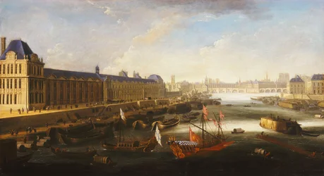 Een uitzicht op Parijs en de Seine kijkend naar het oosten vanaf de Pont Barbier, ca. 1668