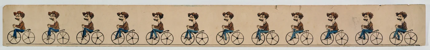 Een zoötroopband die een fietser uitbeeldt