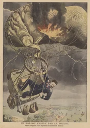 Een ballon getroffen door bliksem