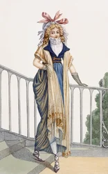 Een landelijk wandeljurk, illustratie uit Journal des Dames et des Modes, 1797