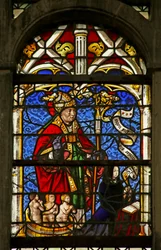 Een schenkster met Sint Nicolaas
