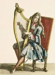 Een heer die harp speelt