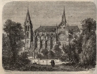 Abdij Saint-Victor van Parijs, gesticht in de 12e eeuw - gravure in 
