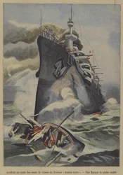 Onopzettelijke zinking van een vissersboot door de Franse gepantserde kruiser Admiral Aube tijdens snelheidsproeven