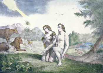 Adam en Eva in de Hof van Eden, eind 19e eeuw
