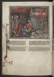 Miniatuur van de legers van de Hemel die de draak bevechten, uit de Apocalyps (de 