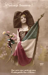Affectieve Herinnering! Laat je Hart een Plaats houden voor deze zoete Bloem van de Elzas!, ansichtkaart, 1914-18