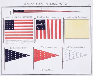 Amerikaanse maritieme vlaggen en wimpels, uit een Frans vlaggenboek, c.1819