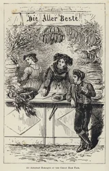 Een Elzasser Baraque op de Grote Ham Fair (gravure)