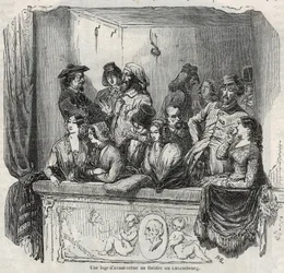 Een avant-scène lodge in het Luxemburg theater in Parijs in de 19e eeuw - Gravure in 
