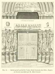 Oude grote poort van de kerk Saint-Germain des Pres, naar een tekening gereproduceerd door M Albert Lenoir