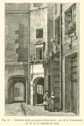 Oude vismarkt van zoetwatervis, rue de la Cossonnerie, nr. 30 en 31, gesloopt in 1859