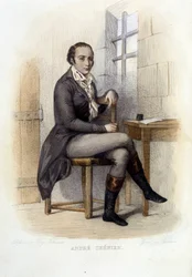 Andre Chenier (1762-1794), Franse dichter, a la Concierge - in "Le Plutarque francais", Ed. Mennechet