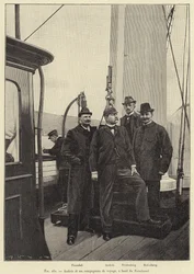 Andree en zijn reisgenoten, aan boord van de Svensksund