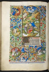 Aankondiging aan de herders, Add Ms 18850 f.70v Getijdenboek (De Bedford Hours) c.1410-30