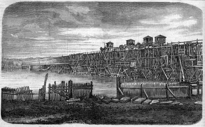 Architectuur: uitzicht op de werken van de metalen brug van Bordeaux, Gironde (33)