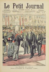 Aankomst van de President van de Franse Republiek, M. Loubet, in Rome voor een staatsbezoek aan Italië in april 1904, omslagillustratie van 