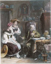 Bij de Plattelandsdokter, c.1840 (kleur litho)