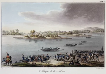 Aanval op Lobau in 1809 - in Précis historique de la guerre entre la France et l