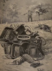 Auto-ongeluk, illustratie uit Le Petit Journal: Supplement illustre, 1898