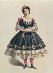 Baljurk versierd met fotografische cartes de visite, ca. 1860