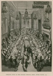 Banket gegeven bij de Spaanse Ambassade, Parijs; naar Scotin, 1707