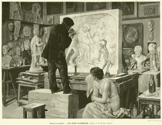Schone Kunsten, een hoek van het atelier, schilderij van M Edouard Dantan