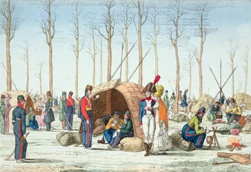 Bivak van Russische troepen op de Champs Elysées, Parijs, 31 maart 1814