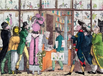Boek- en prentverkoper, begin 19e eeuw