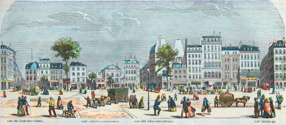 Boulevard des Filles du Calvaire en Boulevard du Temple - Rue Pont aux Choux - Rue des Filles-du-Calvaire - Rue Saintonge - Gegraveerd in 