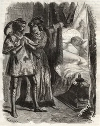 Door een deur op te tillen, toonde hij de echtgenoot zijn eigen vrouw die naakt lag. Lodewijk I van Valois, hertog van Orléans (1372-1407), liet Raoul d
