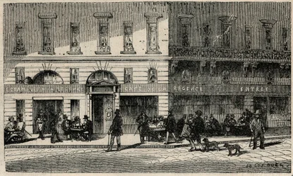 Café de la Régence de la Place du Palais-Royal in Parijs in de 19e eeuw - Gravure in 