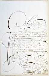 Calligrafie: Brief van rekeningen gecalligrafeerd rond 1678 door Francois de Bruyn