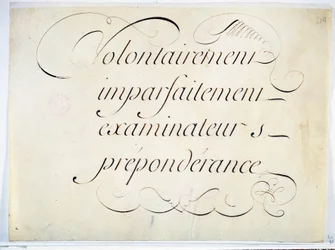 Calligrafie: manuscriptstuk rond 1670 door Andre Francois Roland. 